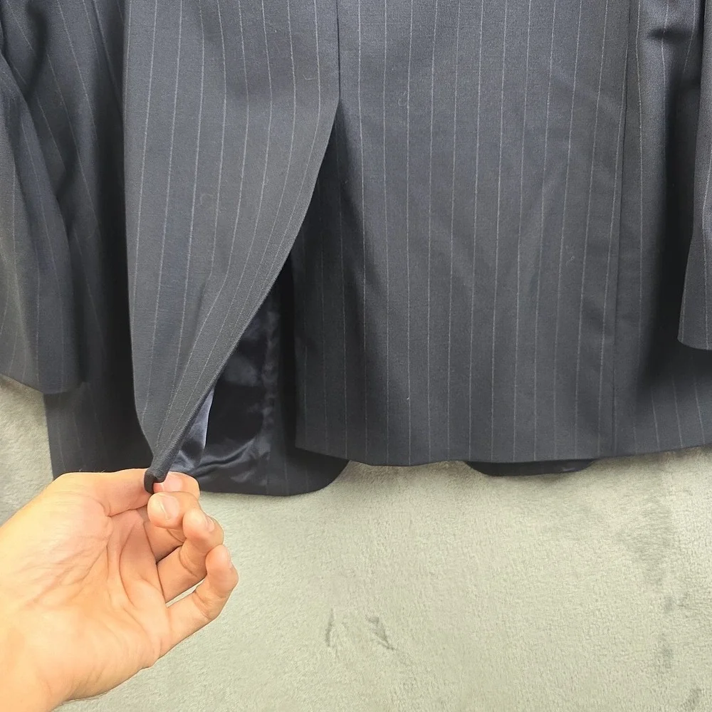 Brooks Brothers 346 Stretch Suit Mens 45R 38x31 Dark Gray Pinstripe Wool Vintage